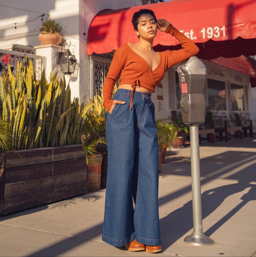 Denim Wide-Legged Trousers